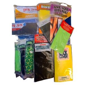 Lot of 16 Stretchable Fabric Book Covers Jumbo & Standard Book Sox Multicolors